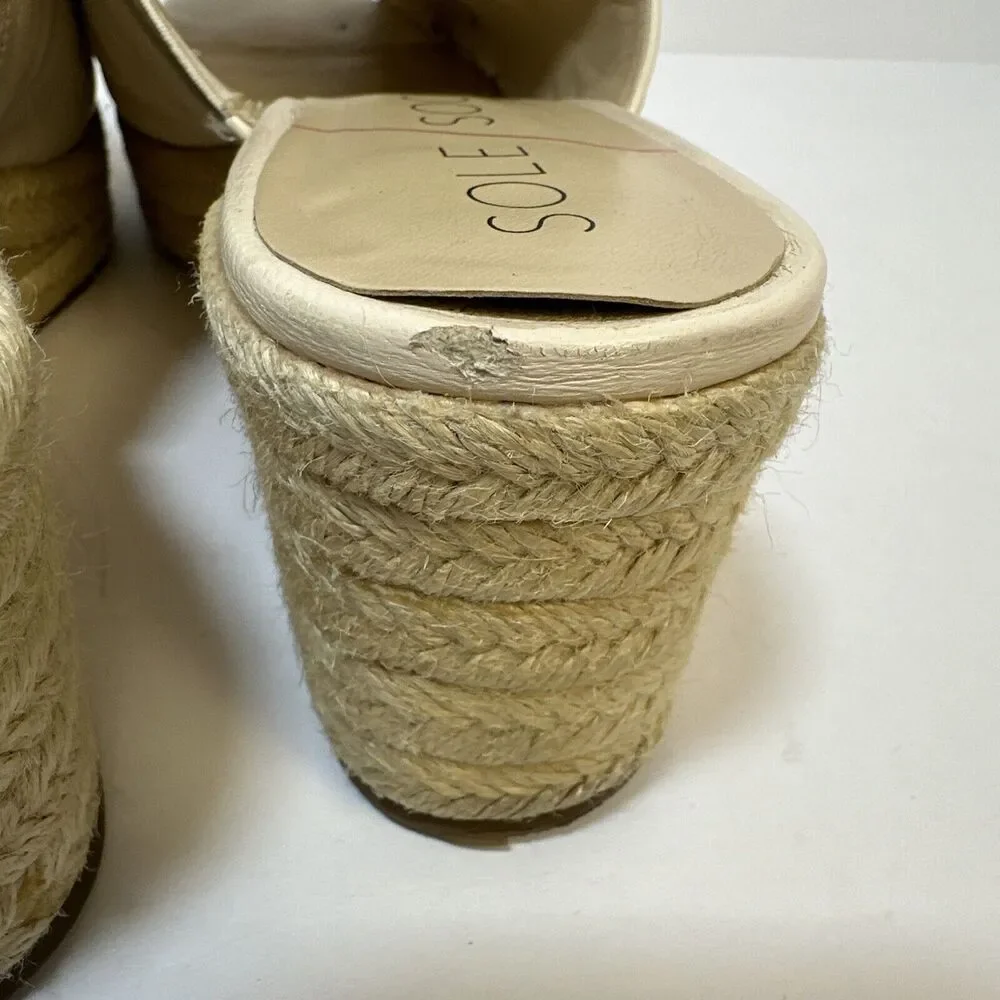 Sole Society Espadrille Beige Bow Wedges Size 8.5